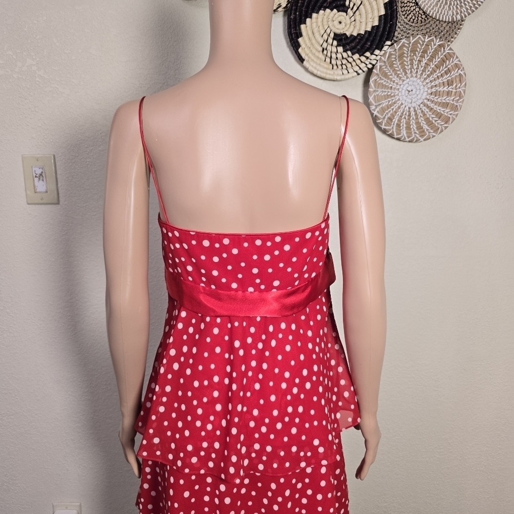 Liz Claiborne Red Polka Dot Tiered Dress Size 12 - Picture 15 of 16
